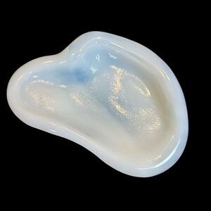 1960’s MCM Blenko Glass White Opalescent Ashtray Free form Abstract Amoeba